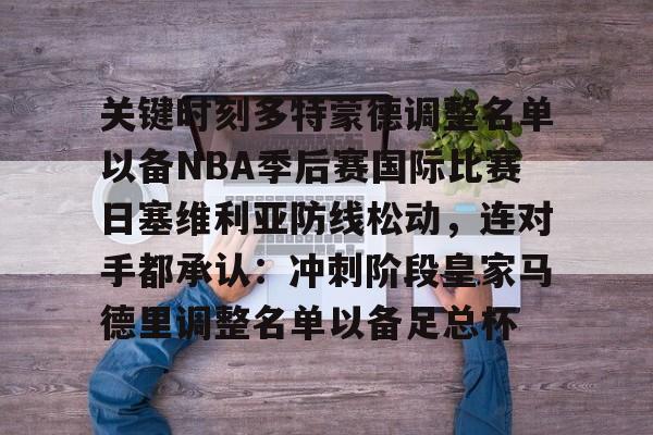 ng28-关键时刻多特蒙德调整名单以备NBA季后赛国际比赛日塞维利亚防线松动，连对手都承认：冲刺阶段皇家马德里调整名单以备足总杯(多特蒙德2024阵容)